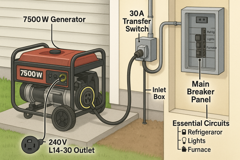 What Size Transfer Switch Do I Need for a 7500W Generator