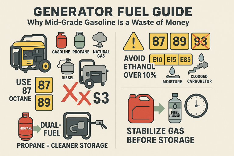 Why Mid-Grade Gas Is a Waste of Money Understanding Generator Fuel Basics