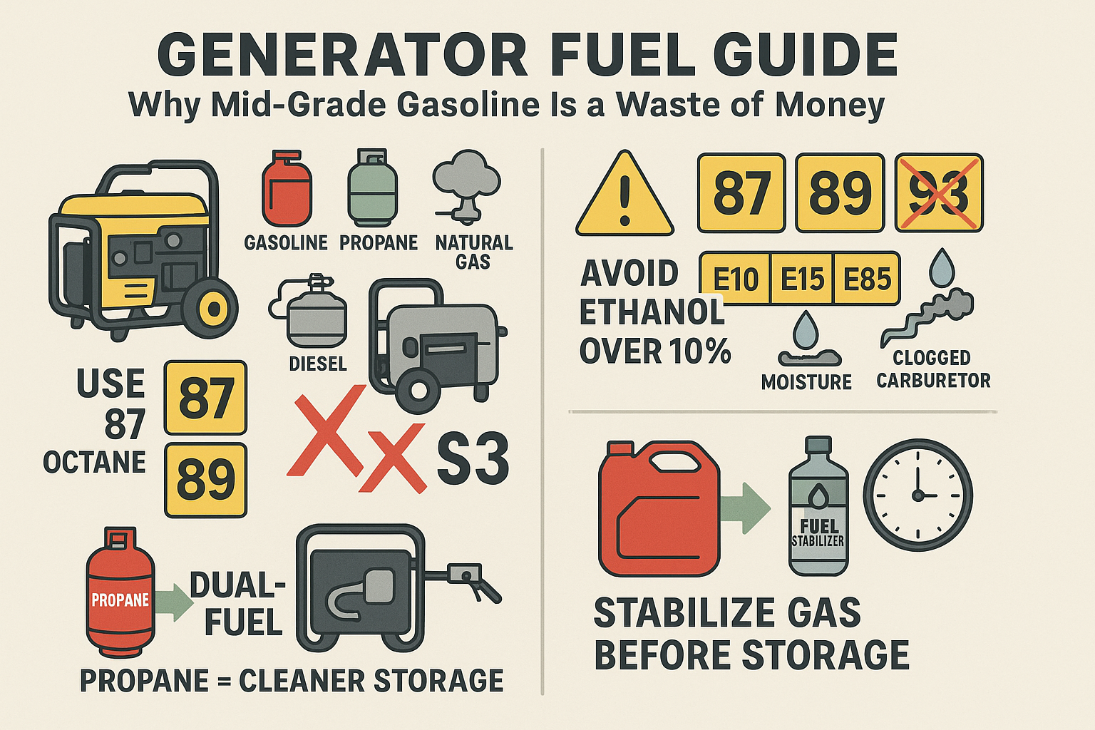 Why Mid-Grade Gas Is a Waste of Money Understanding Generator Fuel Basics