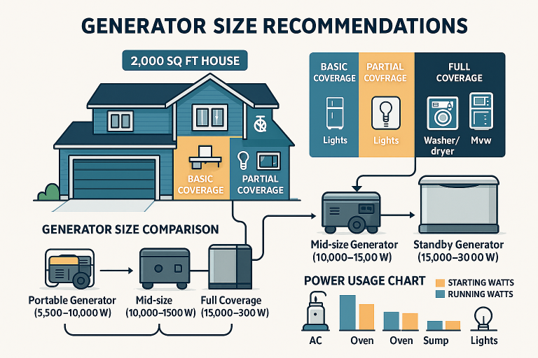 What Size Generator Do I Need to Run a 2,000 Sq Ft House